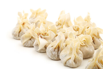 Ravioli Siu Mai on white background