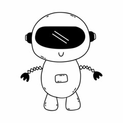 Cute doodle robot. Contour illustration. Cartoon character. Alien creature.