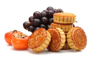Mid-Autumn Festival moon cake on white background