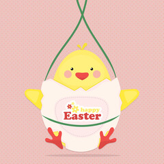 Easter chicken one of the symbols of Easter holiday for greeting card, sticker and home decoration items.
