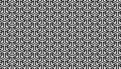Fototapeta premium Black and white maze pattern. Modern fabric texture. Geometric monochrome arrow background.
