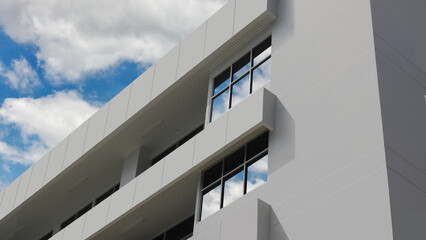 Obraz premium the tower design using big window exteroir . the geometry square design with glass out side building