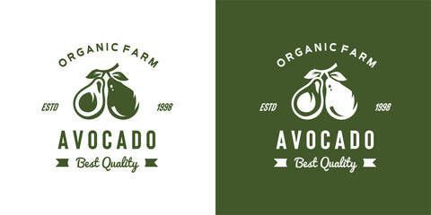 vintage avocado fruit logo illustration suitable for fruit shop and fruit farm