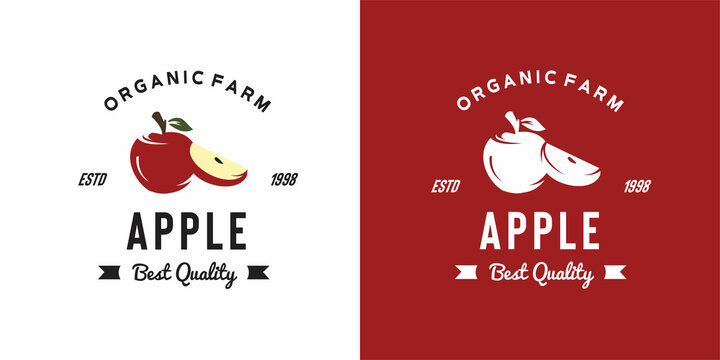vintage apple fruit logo illustration suitable for fruit shop and fruit farm