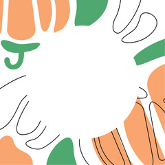 Decorative Veggie Frame with Doodle Pumpkin Elements Graphic Template