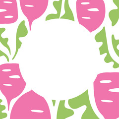 Decorative Veggie Frame with Doodle Garden Radish Elements Graphic Template