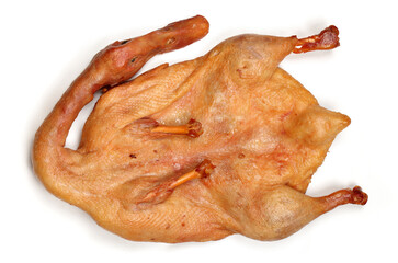 Smoked duck on white background