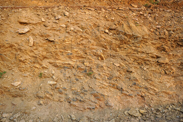 stone wall texture. Geological structure of shale and mudstone clastic sedimentary rock