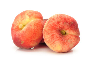 chinese flat peaches on white background