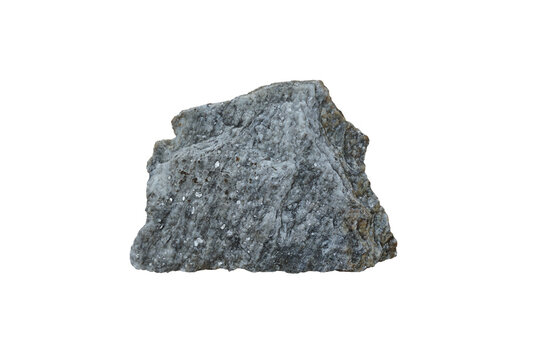 Raw specimen of granite gneiss metamorphic rock stone of Pre Cambrian Rocks isolated on white background.