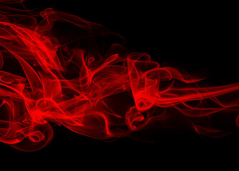 Red smoke abstract on black background, fire design and darkness concept