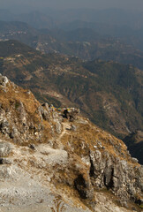 Scenic view of the Himalayan ranges from the george everest peak in mussoorie