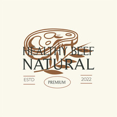 vintage and healthy natural beef logo