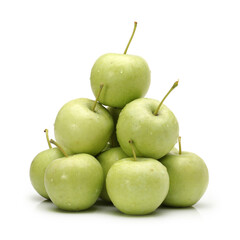 green apples on a white background