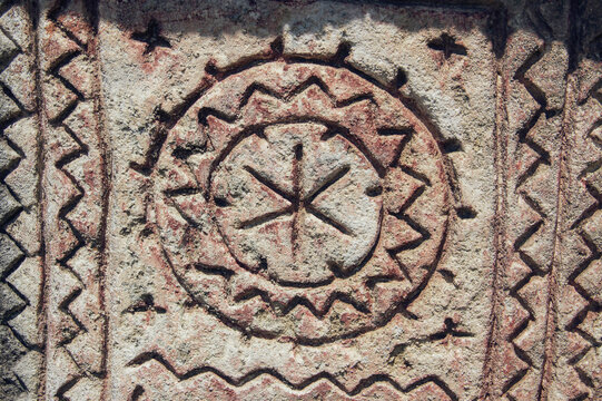 One of the Bogomil (a medieval Christian neo-Gnostic religious sect founded in the 10th century. The term Bogomil means "dear to God") symbol KOLOVRT (Spinning Round) on a tombstone