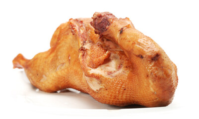Smoked duck on white background 