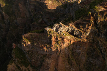 Rocky mountainous landscape in sunset