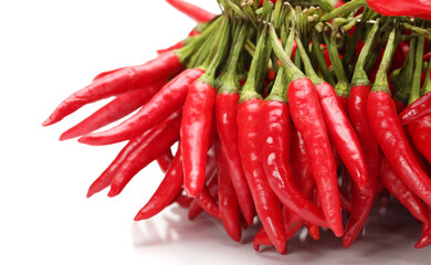 Red chili peppers on white background