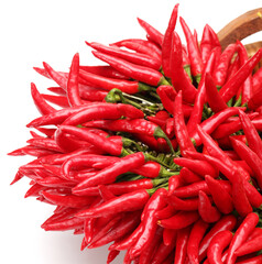 Red chili peppers on white background