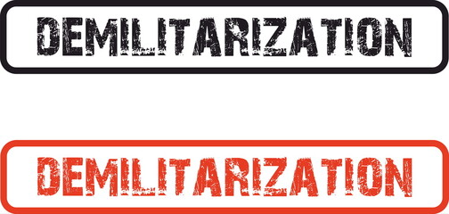 demilitarization black and red stamp and inscription
 - obrazy, fototapety, plakaty