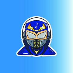 Beat Ninja Logo vector illustration in e- sport style. suitable for gaming, streaming music website, icon, and music base mascot logo