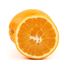 Whole orange fruit and his segments or cantles isolated on white background cutout
