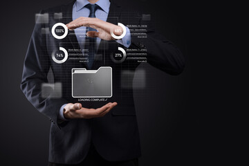 Business developer hand using board framework on virtual modern computer showing innovation Agile software development lean project management tool fast changes concept.Document Management System DMS