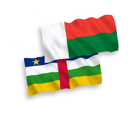 Flags of Central African Republic and Madagascar on a white background
