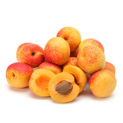 Fresh apricot fruits isolated on white background