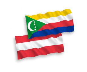 Flags of Austria and Union of the Comoros on a white background