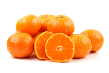 Orange mandarin or tangerine fruit isolated on white background