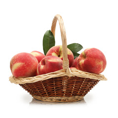 ripe peach on white background