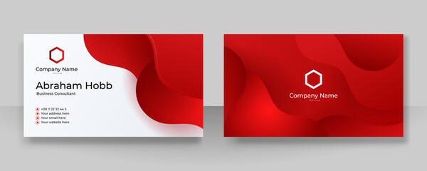 Modern stylish red business card vector design. Creative and clean business card template. Luxury elegant business card background in corporate style. Vector illustration