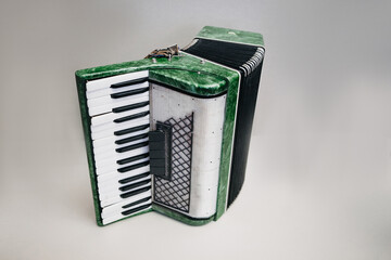 Close-up accordion on a white background