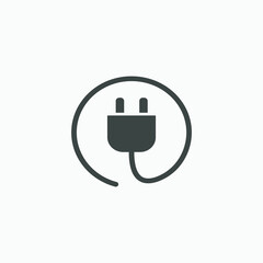 electric plug, energy, socket, cable vector icon isolated