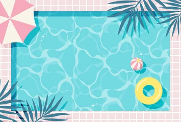 Foto op Canvas summer vector background with pool illustrations for banners, cards, flyers, social media wallpapers, etc. © mar_mite_