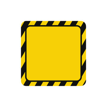 warning background with safety stripe motif with rounded square shape and yellow open space.