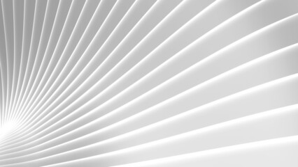 Obraz premium Abstract white background with 3D striped pattern, interesting architectural minimal white grey background 3D render illustration.