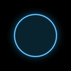 Circle glowing neon frame. Geometric border bright shine vectro illustration.