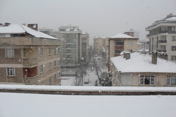 Obraz premium Aybar snowstorm continues in Istanbul, all living things are affected by this situation