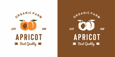 vintage apricot fruit logo illustration suitable for fruit shops and minimalist cafes