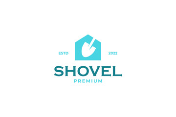 Abstract house shovel logo design vector