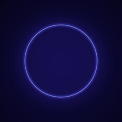 Round glowing neon frame. Geometric border bright shine vectro illustration.