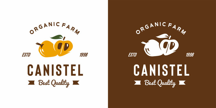 vintage canistel fruit logo illustration suitable for fruit shop and fruit farm