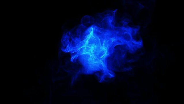 A stream of blue neon particles swirls like light smoke against a black background. Blue magic.