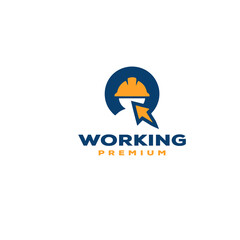 Building Worker logo vector icon illustration design Premium Vector