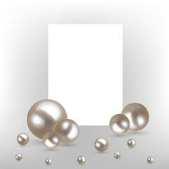 Album sheet decorated with pearl beads. festive background, postcard, baner, poster. eps 10