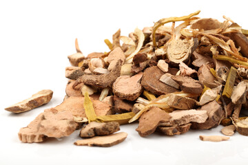 Chinese traditional herbal medicine on white background