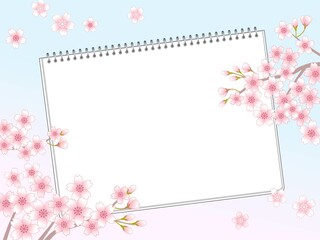桜とスケッチブックのフレーム