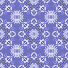Seamless floral pattern with blue color of 2022 year. Blue flowers print